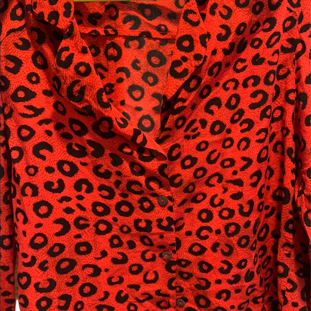 The People red cherry print button down!